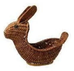 Woven rabbit silhouette basket in dark rattan - HNH 29033