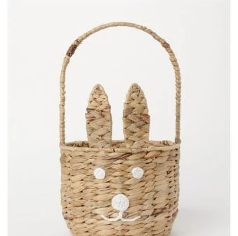 Water hyacinth basket with tall woven rabbit ears - HNH 29034