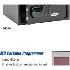 Onity OS200 in-room safe, black, keypad with green LED display, front-opening door