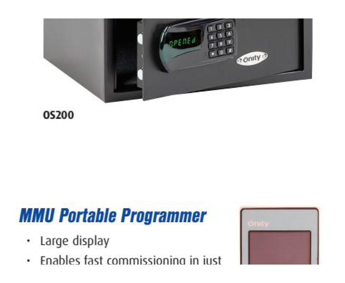 Onity OS200 in-room safe, black, keypad with green LED display, front-opening door