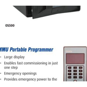 Onity OS500 in-room safe, black, sleek front-opening design with blue LED keypad